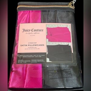 4 Juicy Couture Satin Pillowcases Solid ~2 Fuchsia / Dark Pink 2 Black NEW NIP